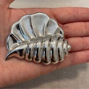 Sterling Silver 925 Shell Design Brooch Pin Mexico TS-21 Large